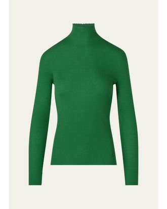 Akris Turtleneck Cashmere-Silk Rib Seamless Sweater