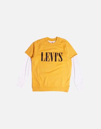 Levi's Mens Levis Serif Logo 80s Yellow Layered Sweatshirt - Size: 42/Regular