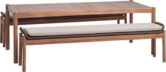 Sklum Set De Mesa Rectangular 180x90 Cm Y 2 Bancos De Jard&iacute;n En Madera De Acacia Y Cuerda Trenzada Karvia Sklum