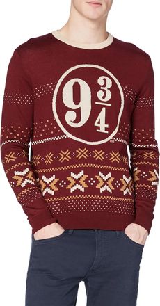 Harry Potter Heren 9 3/4 Kerst Sweatshirt (Bourgogne/Wit)