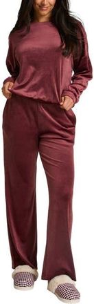 Hunkem&ouml;ller Velvet Long-Sleeve Pyjama Set in Red Mahogany at Nordstrom, Size X-Large