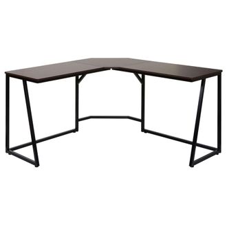 Hhg Hhg - Escritorio Esquinero 750, Mesa De Trabajo Para Ordenador, Certificado Mvg 76x140x140cm, Mdf Metal, Marr&oacute;n Oscuro