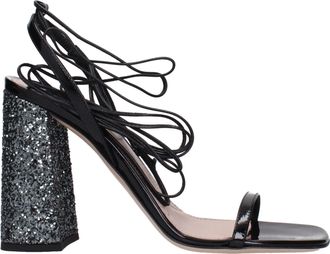 Miu Miu Black Leather Platform Womens Sandals