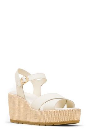 Sorel Sunpeak Ankle Strap Platform Wedge Sandal in Chalk/Gum at Nordstrom, Size 10.5