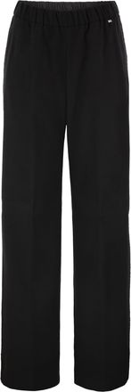 Herno broek van flaneleffect met wijde pijpen en elastische tailleband
