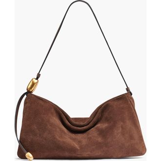 DKNY Velvet Suede Large Shoulder in Chocolate at Nordstrom