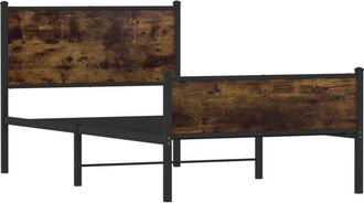 vidaXL Estructura de cama sin colchón metal roble ahumado 100x190 cm Vidaxl