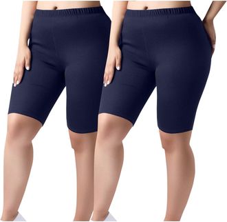 Generic Womens Outdoor Shorts 2 Pack Plus Size Knee Length Shorts for Women Casual Loose-Fit Elastic Waisted Workout Short Pants Leggings Ladies Short My Orde