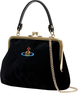 Vivienne Westwood Womens Granny Frame Purse - Vivienne Westwood Leather Black Cotton Bags Handbags-Purses