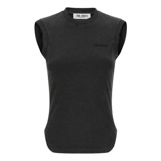 The Attico Sleeveless Tops, female, Black, Size: S Reese Cotton Top