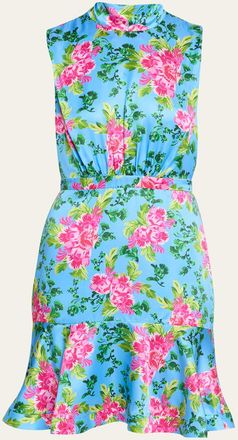 Saloni Fleur Tie-Back Short Silk Dress