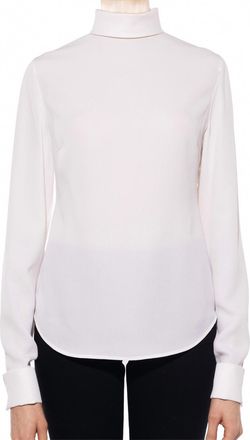 Giambattista Valli Crepe High Neck Blouse In Ivory
