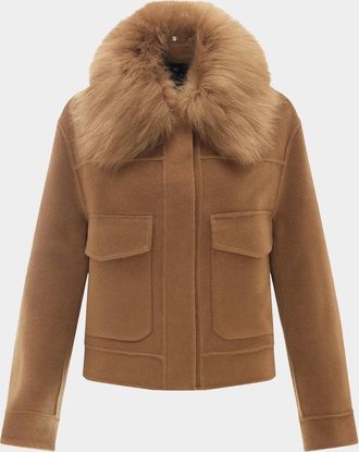 Gorski Cashmere And Wool Jacket With Detachable Goat Shearling Collar
