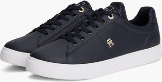 Tommy Hilfiger Womens Monogram Heel Leather Court Sneaker - Space Blue - US 6.5 / EU 37