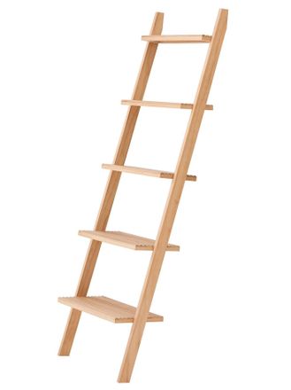 Nordlys Natural Solid Wood Wall Ladder Shelf in Light Brown