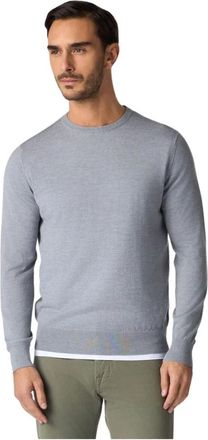 Brooks Brothers Merino Wol Trui met Ronde Hals - Heren - Ronde hals truien - Grijs - 2XL - Wol - Truien & Vesten