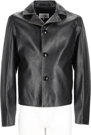 Maison Margiela Cropped Black Jacket With Smooth Finish And Classic Collar