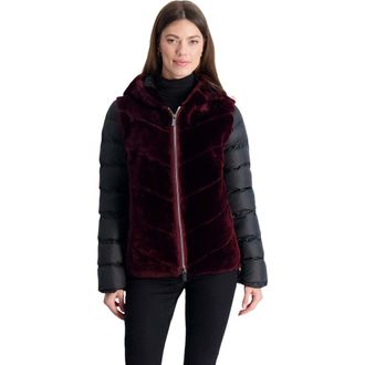 Gorski Genuine Shearling Parka, Quilted Features in Burgundy/black at Nordstrom, Size Medium
