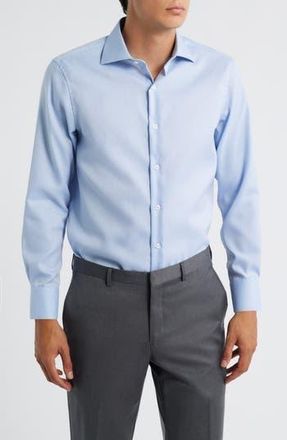Zanetti Trim Fit Cotton Twill Dress Shirt in Light Blue at Nordstrom Rack, Size 14.5 - 32/33