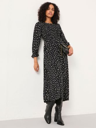 Fat Face FatFace Mabel Black Polka Dot Petite Midi Dress