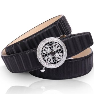 Anthoni Crown Lederg&uuml;rtel ANTHONI CROWN, Damen, Gr. 105, schwarz, Leder, unifarben, G&uuml;rtel Lederg&uuml;rtel, mit drehendem Kronen-Kreuz, funkelnde Glitzersteine