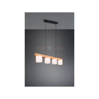 Reality Lampadario Sospensione Legno 4 Paralumi Bianchi Cameron Trio Lighting