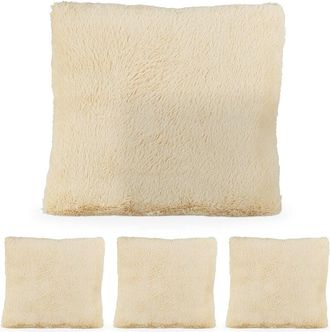 Relaxdays Relaxdays Fluffy Cushions, Set of 4, Cuddly Pillows, Plush Cover Removable, Decorative Cushions, Fluffy Pillows, 35x40cm