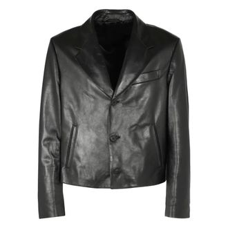 Ferragamo Jassen, Heren, Zwart, L, Leer, Leren Blazer
