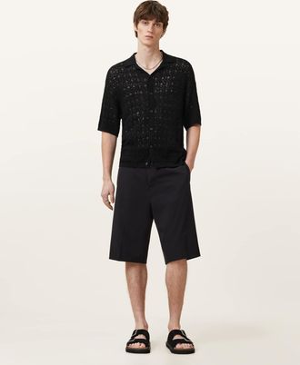 AllSaints Cotton Loire Short Sleeve Open Knit Cardigan, Size: XXL