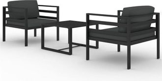 vidaXL Set Muebles De Jard&iacute;n 3 Pzas Y Cojines Aluminio Gris Antracita Vidaxl
