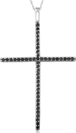 Pompeii3 White Gold 1/2ct Black Diamond Cross Pendant Necklace