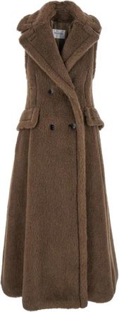 Max Mara Mouwloze Jas met Brede Klassieke Revers - Dames - Mantel - Bruin - S - Jassen