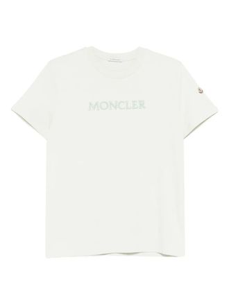 Moncler logo-embroidered T-shirt - women - Cotton - S - Neutrals