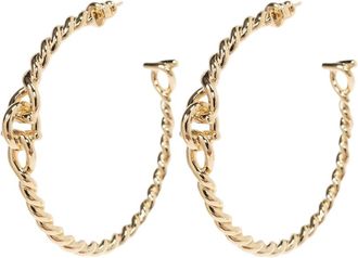 Ferragamo Gold Torchon Weave Brass Hook Earrings