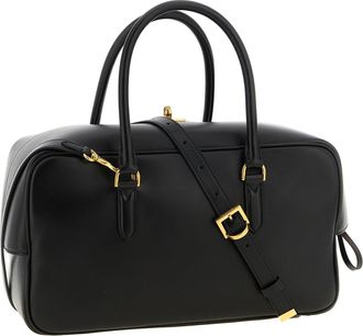 Balenciaga Lambskin Leather Top Handle Bag - Black