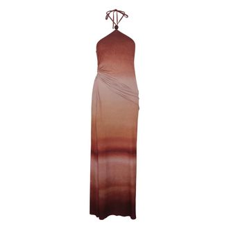 Baobab Baobab Collection, Maxi Dresses, female, Brown, Size: M Long Dress with Halter Neckline and Draping