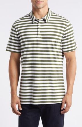 AG - Adriano Goldschmied Bryce Stripe Polo in True White/New Spruce at Nordstrom Rack, Size Xx-Large