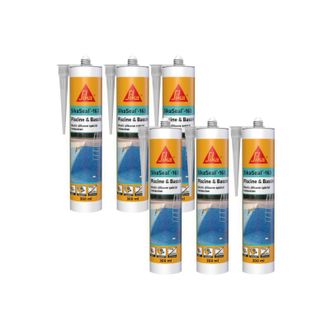 Sika Sika - Lote De 6 Selladores De Silicona Seal - 163 Piscine & Bassin - Transparente - 300ml