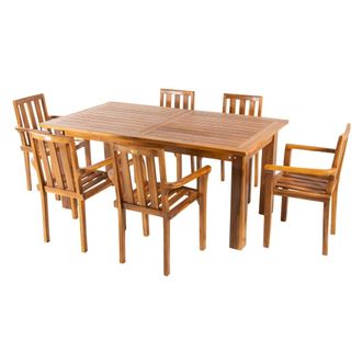 ED&Egrave;N JARD&Iacute; Conjunto de 6 sillones y mesa extensible de teca 180 a 240 cm