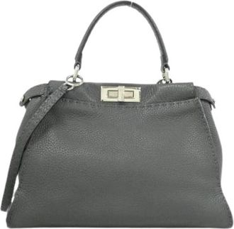 Fendi Pre-owned Selleria Peekaboo Calf Bag - Dames - Vintage Handtas - Grijs - ONE Size - Leer - Vintage