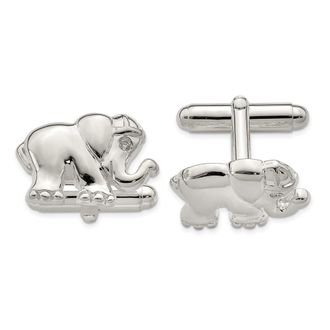Diamond2Deal Sterling Silver Cubic Zirconia Elephant Cuff Links