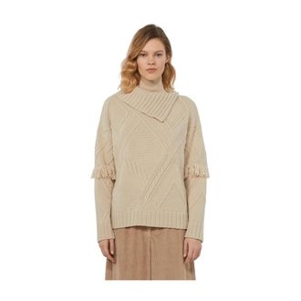 Max Mara Hoge hals pure wollen trui - Dames - Coltruien - Beige - XS - Wol - Truien & Vesten