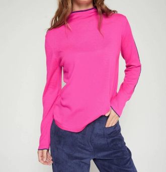 Vilagallo Vivos Knit Top In Navy Pink