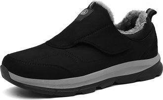 Generic Mens Thermal Slip On Winter Walking Sneakers Extra Wide Comfort Fit Non Slip Casual Shoes with Soft Cushioned Insoles for All Day Wear (Black, 7.5)