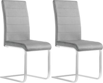 Woltu 2x Sillas De Comedor Silla Ergon&oacute;mica Para Oficina Y Casa Silla En Forma De C Con Respaldo Alto Silla De Cocina Moderna Y Chic Terciopelo Gris Oscuro 
