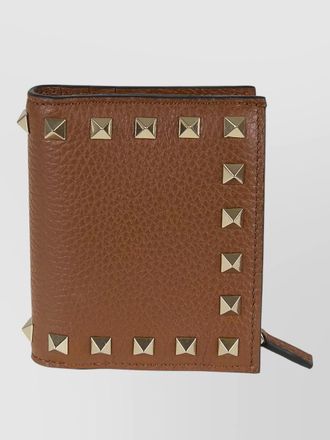 Valentino Garavani rockstud french flap wallet grained calfskin