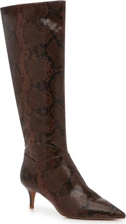 Jessica Simpson Womens Jessica Simpson Flerran Boots Brown Snake Print Kitten Heel ZAP599