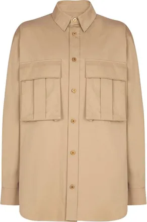 Balmain Cotton safari shirt in Beige at Nordstrom, Size 42 Eu