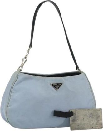 Prada Pre-owned Shoulder Bags, female, Blue, Size: ONE SIZE Pre-owned Nylon Shoulder Bag