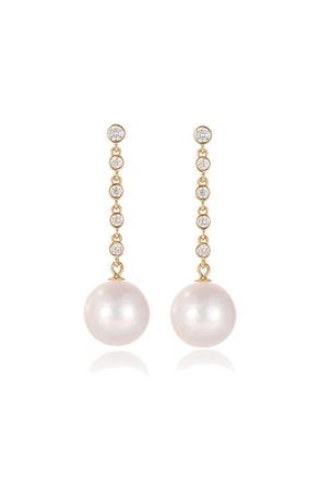 Classicharms Electra Rivi&egrave;re Freshwater Pearl Drop Earrings in Gold at Nordstrom